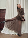 Lightweight Three-dimensional Cut  Slightly Sheer Mesh Skirt  Midi Length
